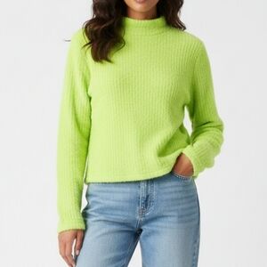 Anthropologie Neon Green Textured Sweatshirt